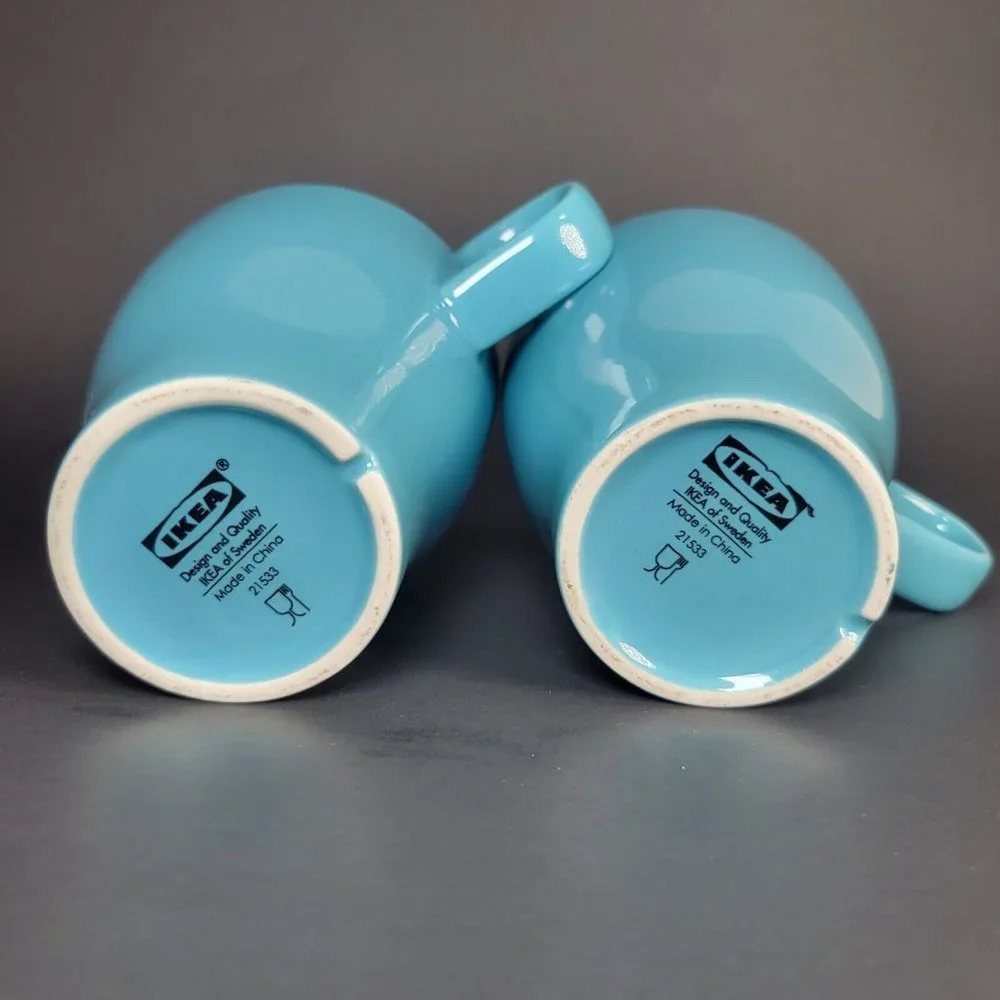 2 IKEA Fargrik Mug Turquoise Blue Green Coffee Tea Mug #21533
